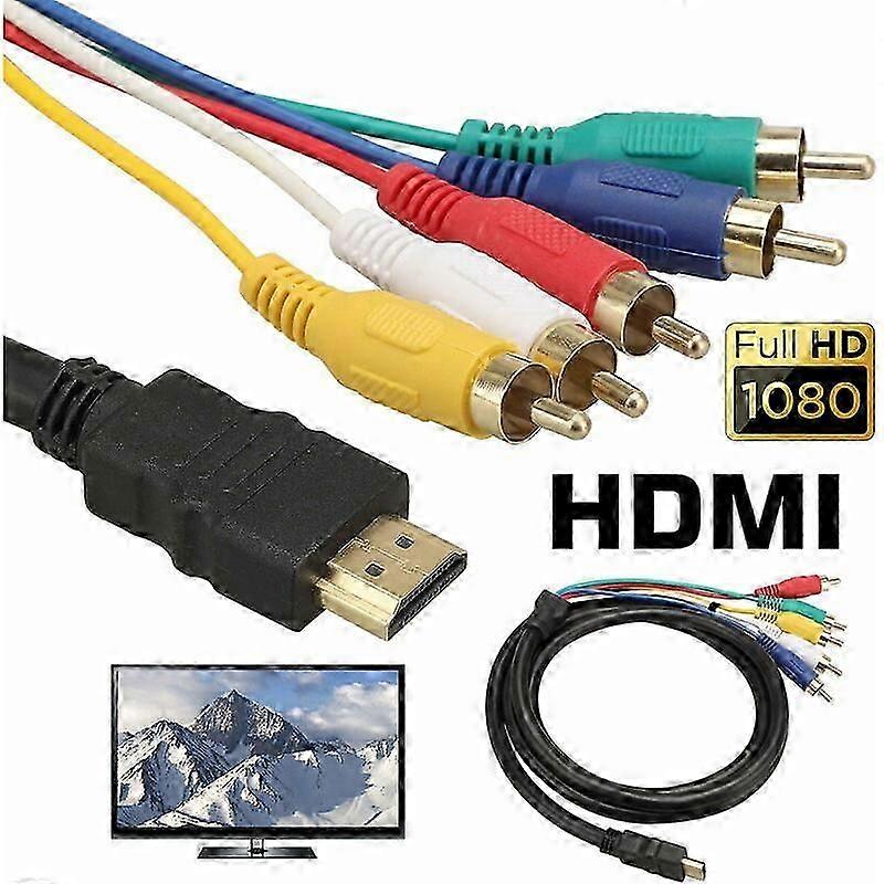 Καλώδιο HDMI σε RCA, καλώδιο προσαρμογέα μετατροπέα HDMI σε 5 RCA, 1080P HDMI σε AV