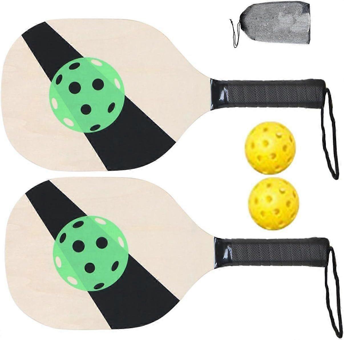 Wooden Set Portable Beginner Racket for Schools, Community Centers, Athletic Clubs Lightweight with Mesh Carry Bag