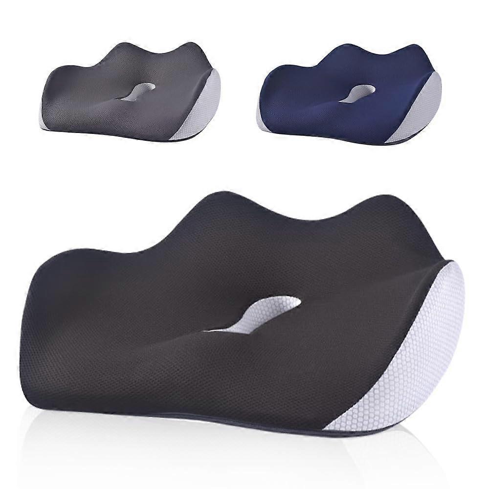 Orthopedic Seat Cushion - 2025 Upgrade Ergonomic Memory Foam Butt Pillow for Office, Car, Gaming Chairs - Black