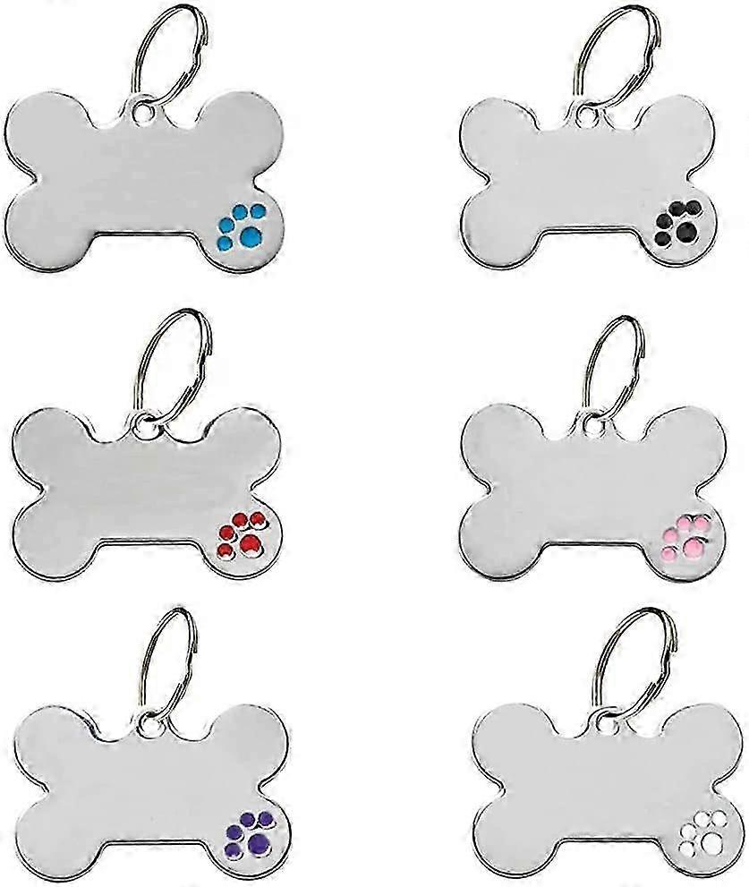 6PCS犬IDタグ首輪用骨型ペット名札