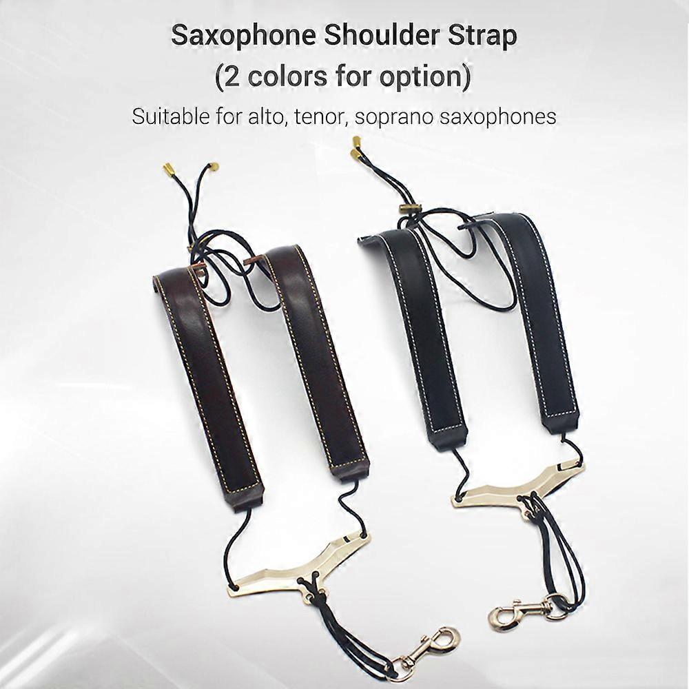 Adjustable Saxophone Shoulder Strap Sax Leather Strap for Alto/Tenor/Soprano Saxophones