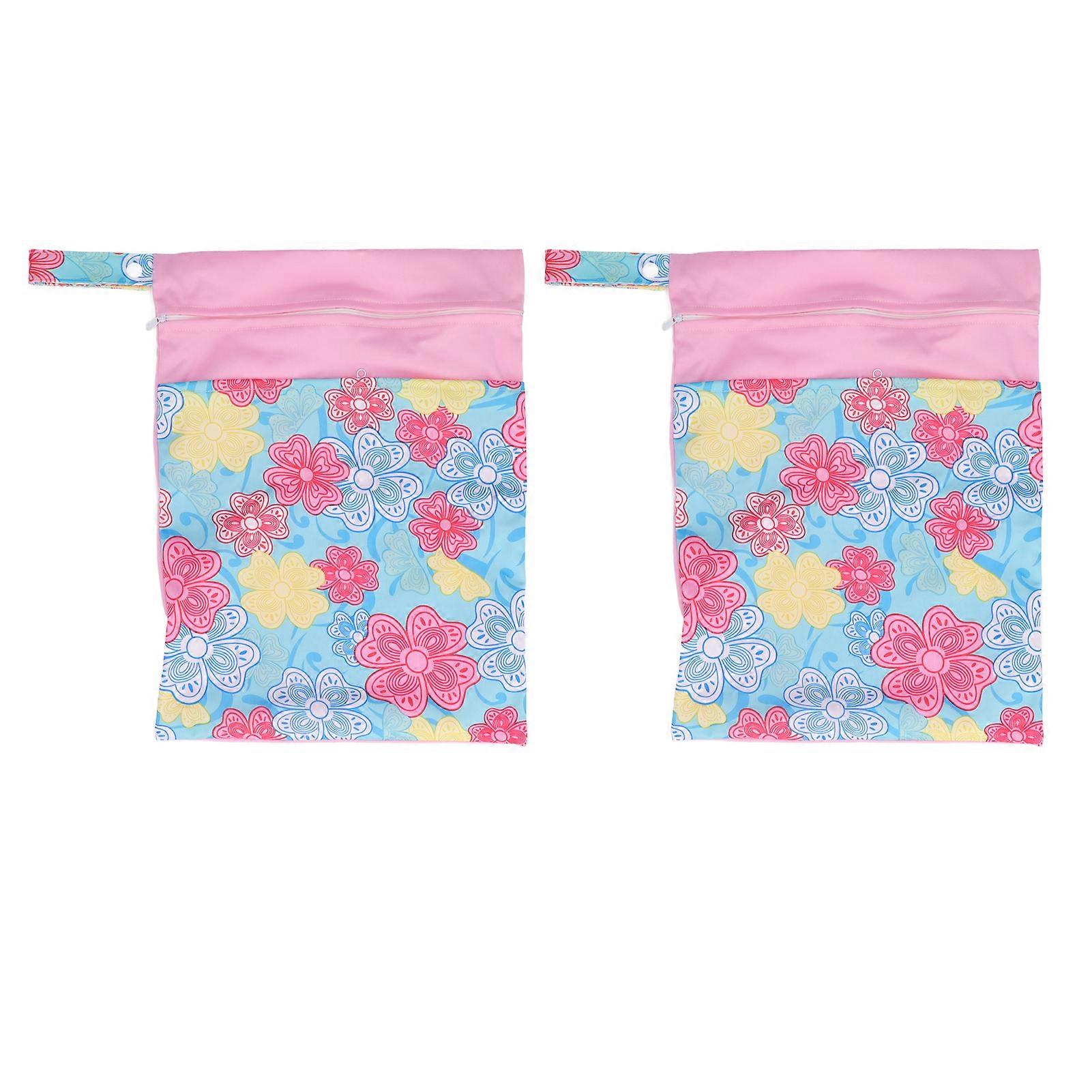 2PCS Diaper Storage Bag 30x40cm Dual Pocket Design PUL Waterproof Fabric Diaper Wet Dry Bag T07