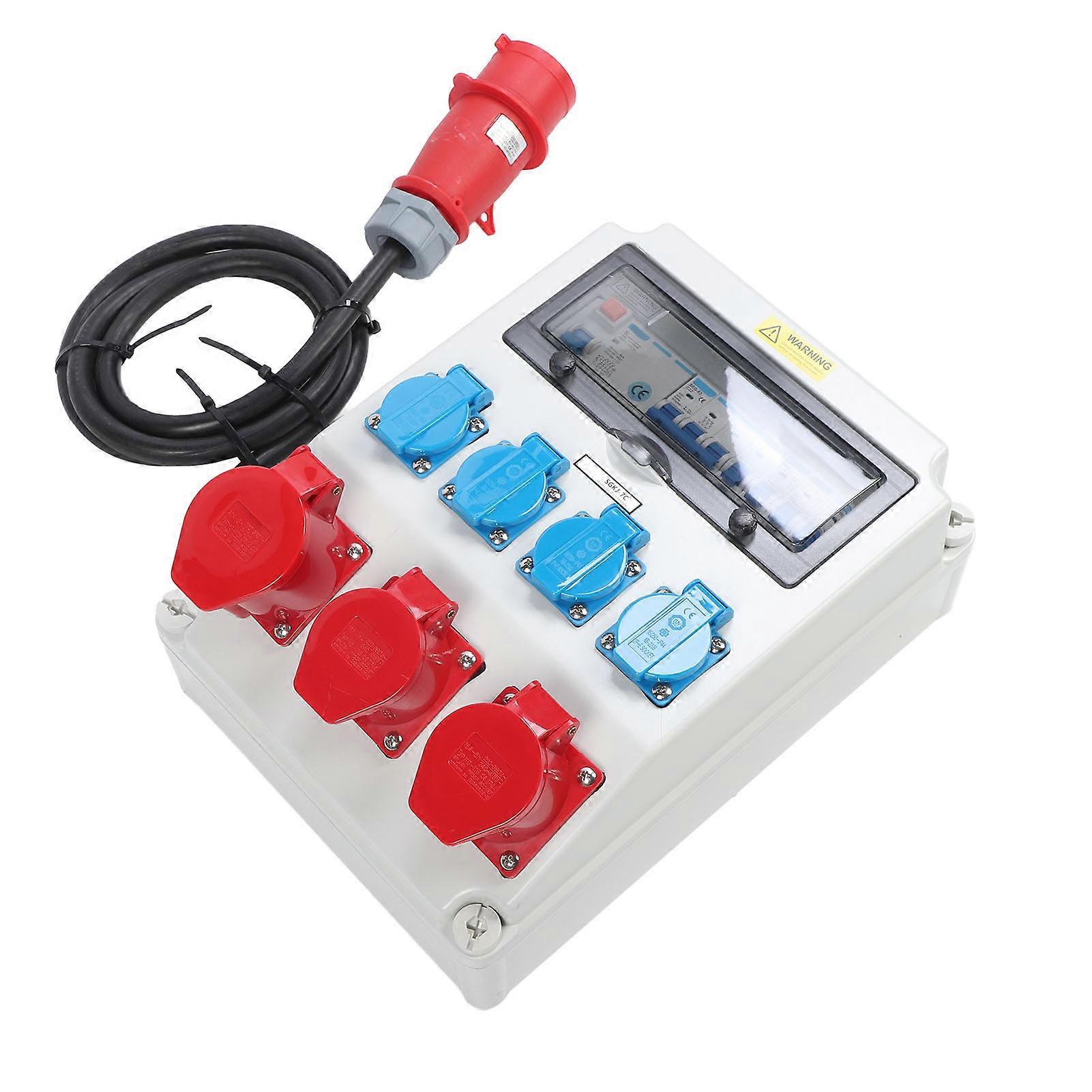 Power Distribution Box with 4Pcs 250V 16A EU Socket 3Pcs 5pin Industrial Socket AC 220‑380V 240‑415V