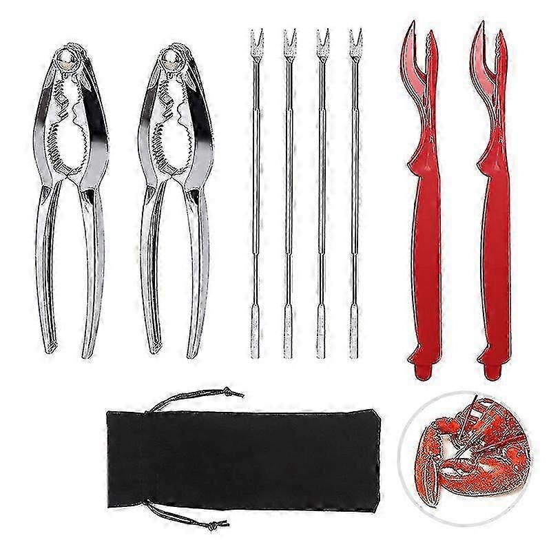 2er-Pack Krabbenbein-Cracker und 4 Meeresfrüchte-Gabeln, Hochleistungs-Hummer-Cracker-Werkzeuge aus Edelstahl mit rostbeständigem