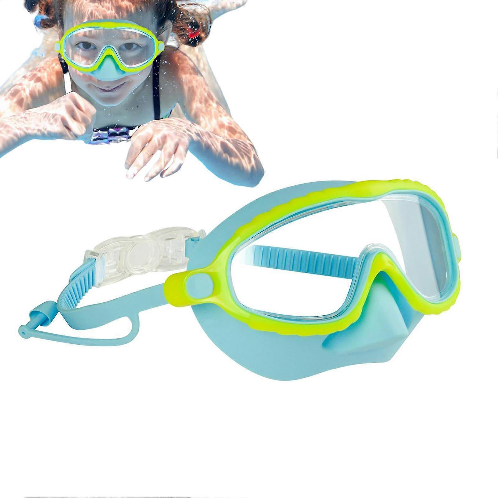 children's swimming goggles with nose cover, antifog, waterproof, for 4–16 blue
