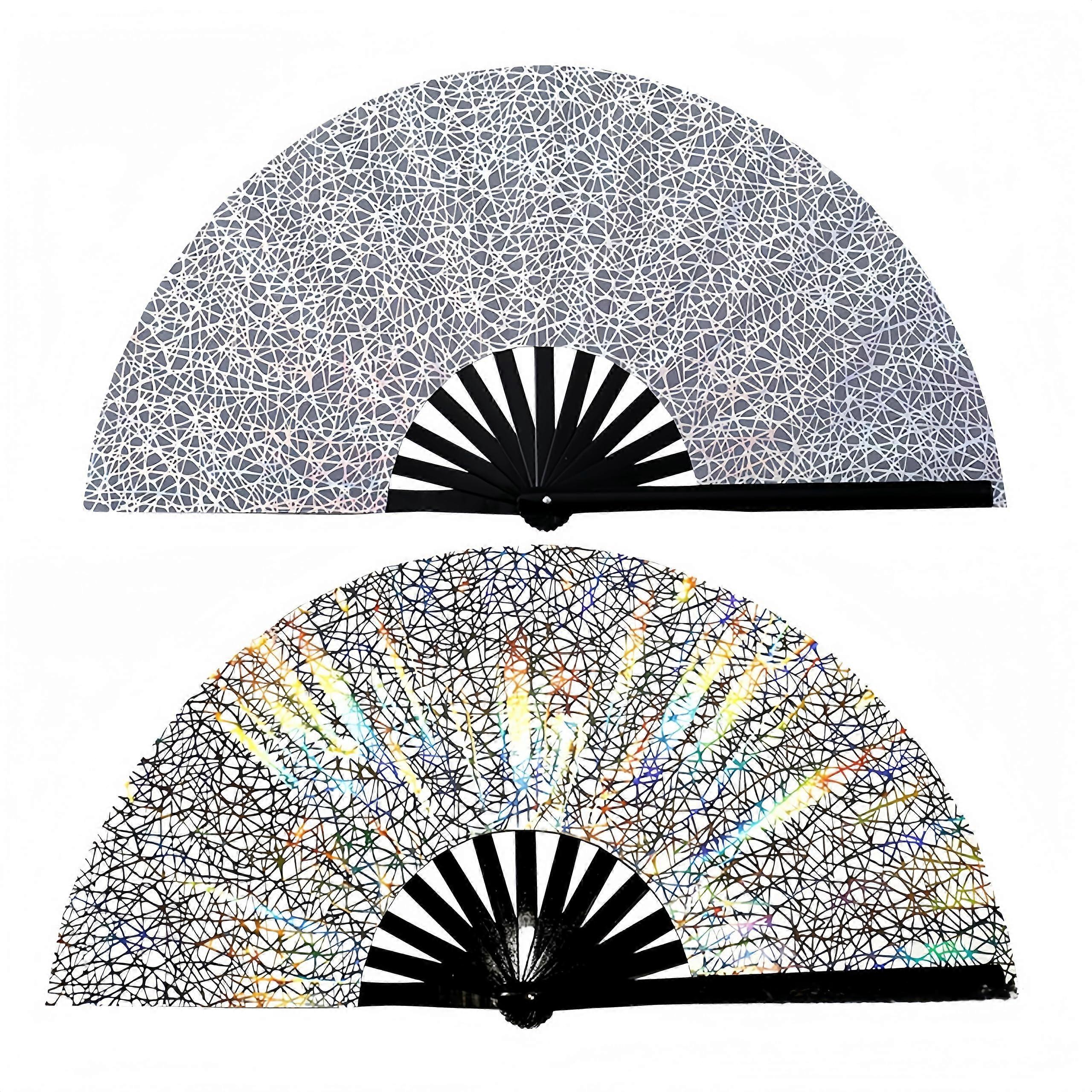 Boots On The Ground Hand Fan Clacking Fans For Line Dancing Large Holographic Reflective Color 2 Folding Hand Fan
