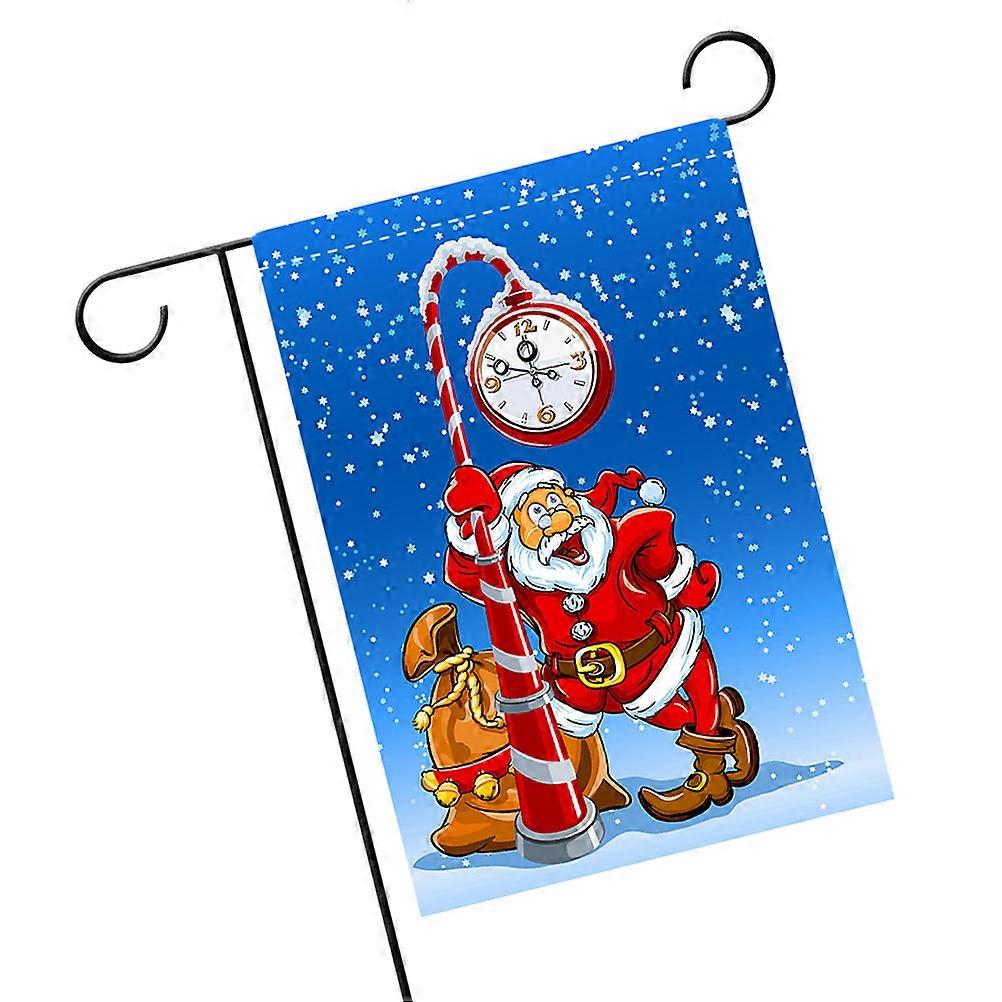Holiday Garden Flags Cartoon Santa Claus Xmas Decorative Rectangle 1Set