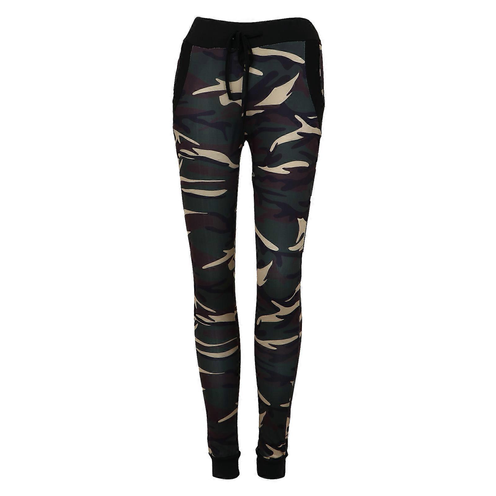 Ladies Stretchy Trousers Workout Pant for Women Lady Jogging Camouflage L Durable 1Pcs
