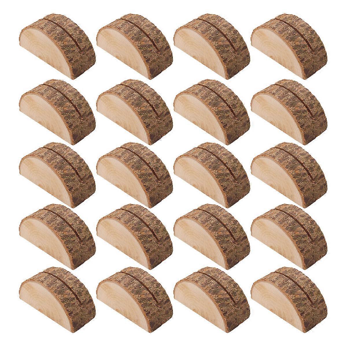It seems like you're referring to a product listing or description for **"20pcs Semicircle Wood Holders Rustic Bark Id Card Clamps For Business