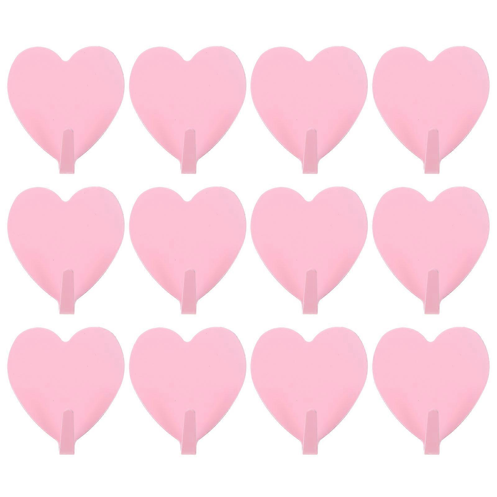 Heart Shaped Hooks Adhesive Wall Mounted Multiple Functions For Household Users 12Pcs