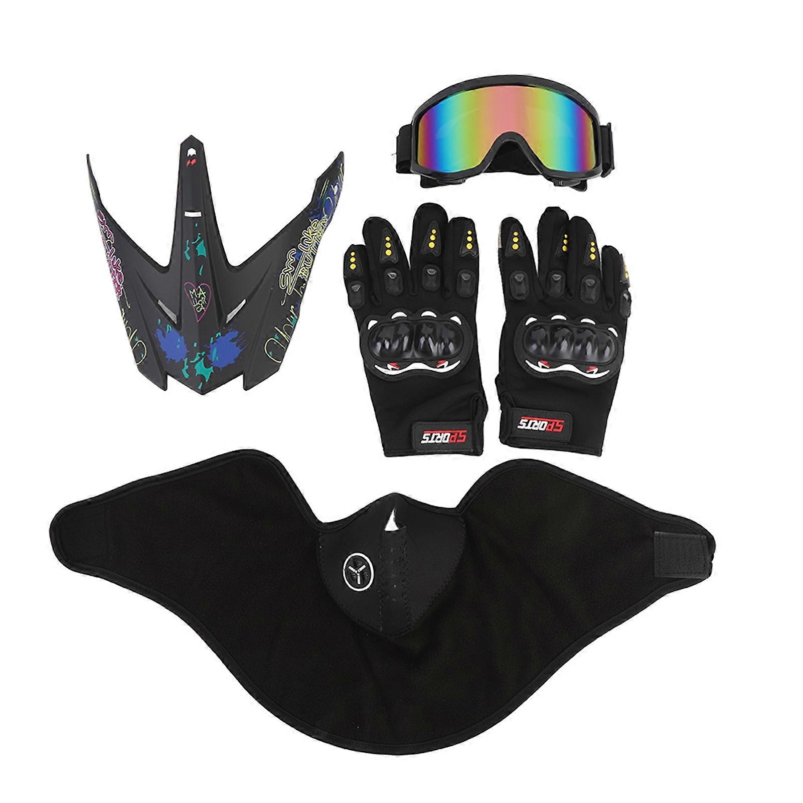 儿童成人专业越野摩托车头盔越野摩托车头盔带护目镜手套面罩