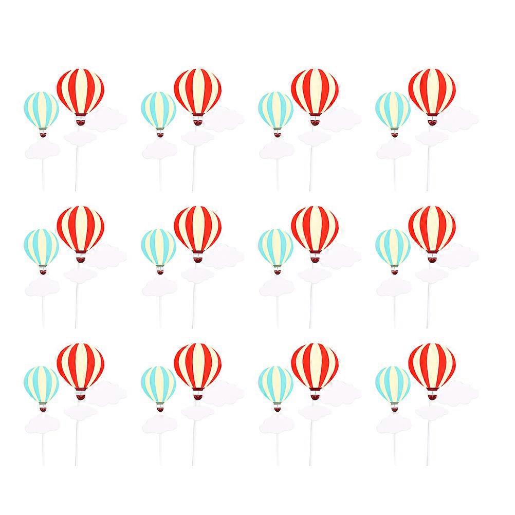 Cloud Cake Topper Cartoon Hot Air Balloon Cupcake Inserts Cards for Birthday Party Decoration 12*8.3cm Paper 10Sets