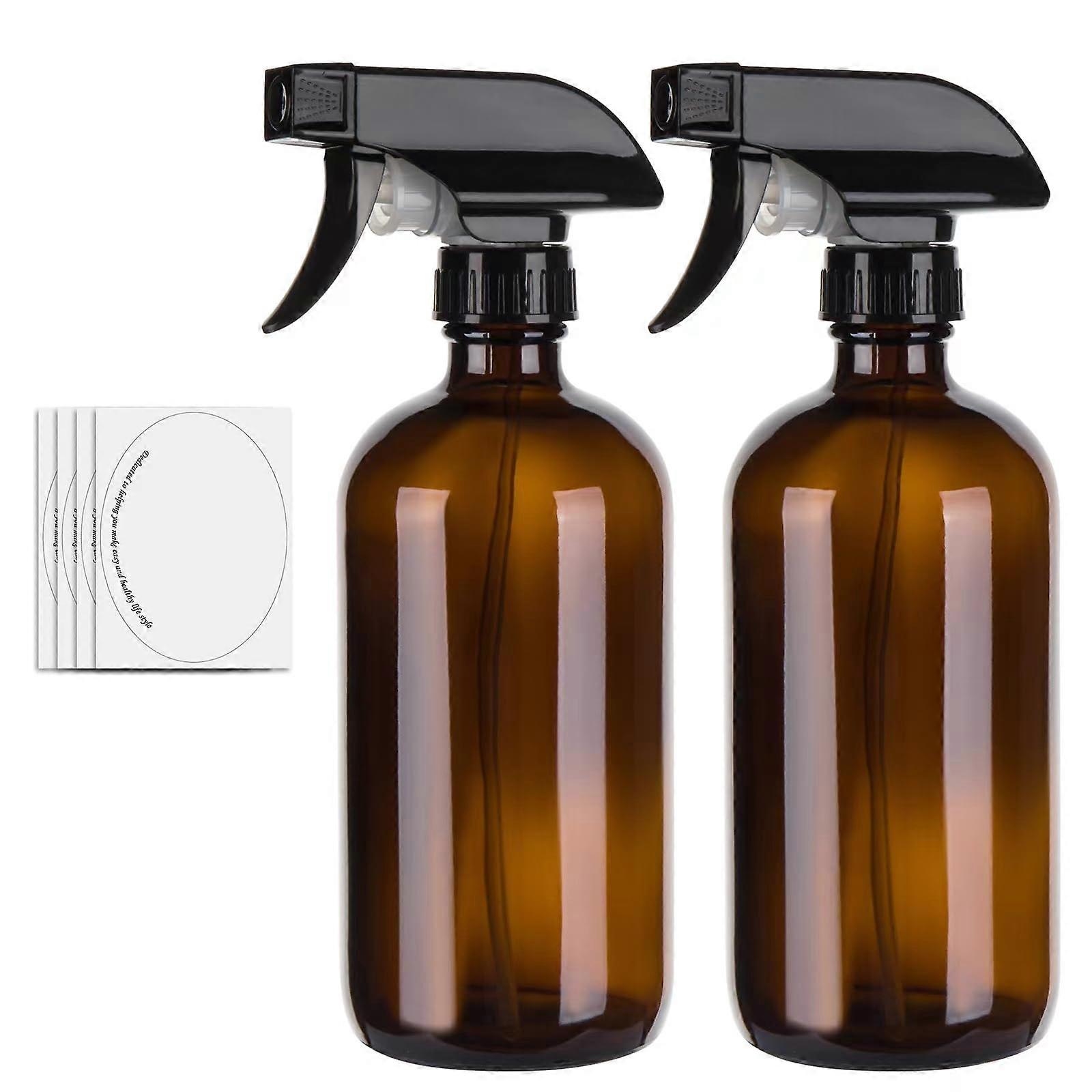 500ml Amber Empty Glass Spray Bottles Adjustable Trigger Sprayer with