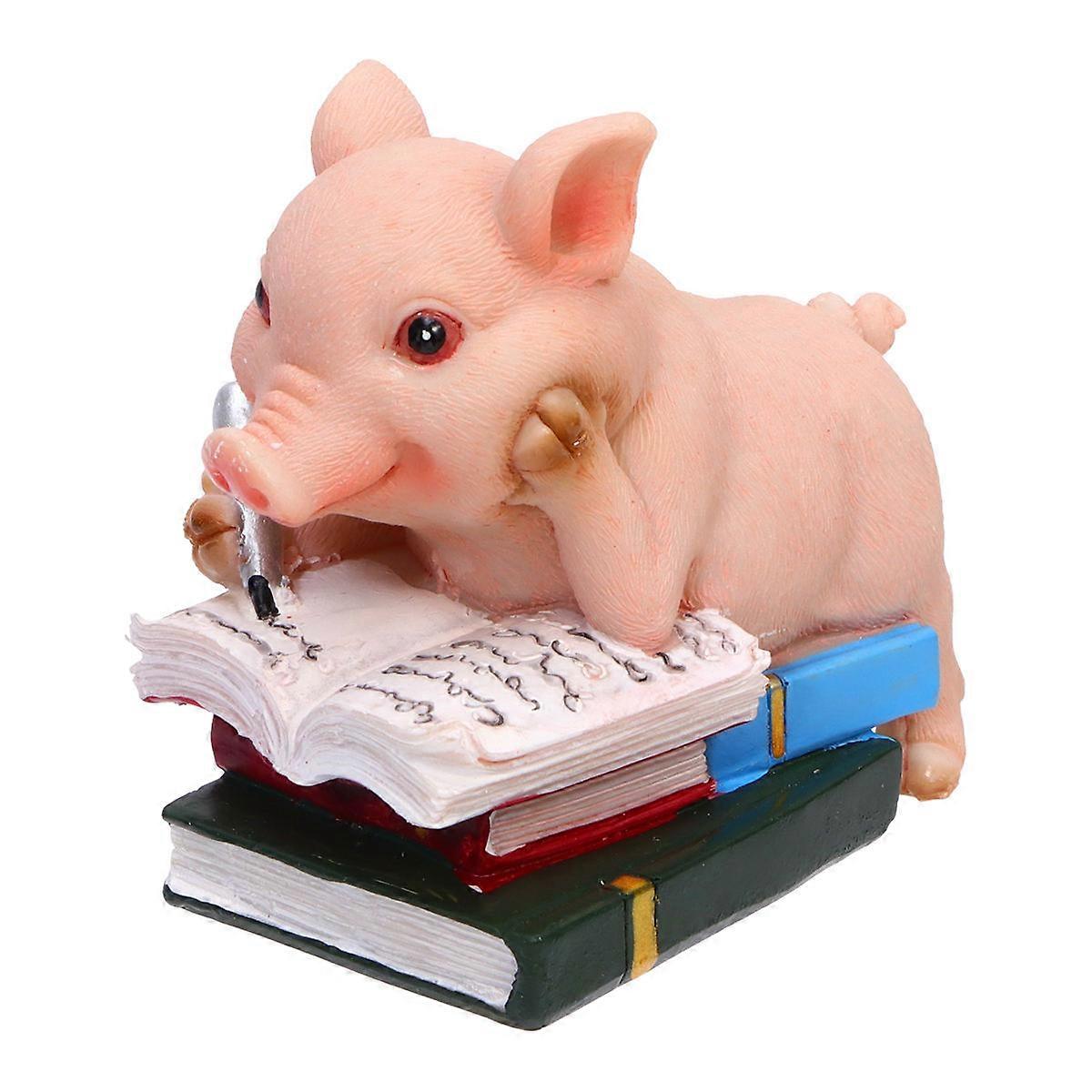 Resin Desktop Figurine Ornament Piggy Shaped Creative Design for Home Car Decorative 1Pcs