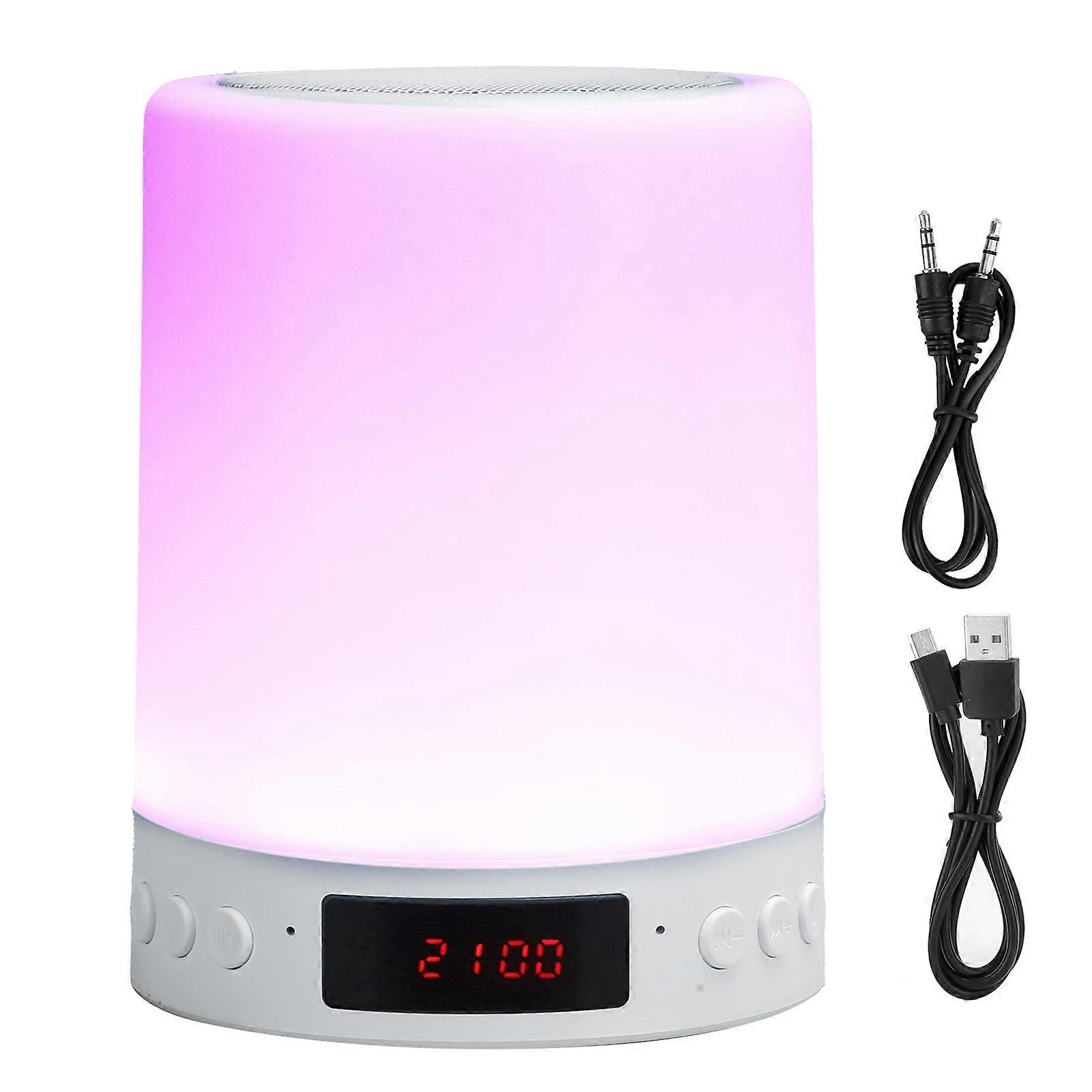 Colorful Bluetooth Speaker Alarm Clock with Touch Control LED Night Light Lamp