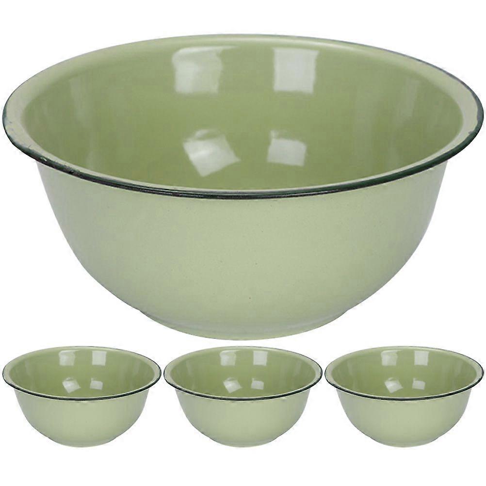 4Pcs Vintage Enamel Basin Old-fashioned Enamel Basin Enamel Bowl Enamel Mixing Bowl Soup Bowl