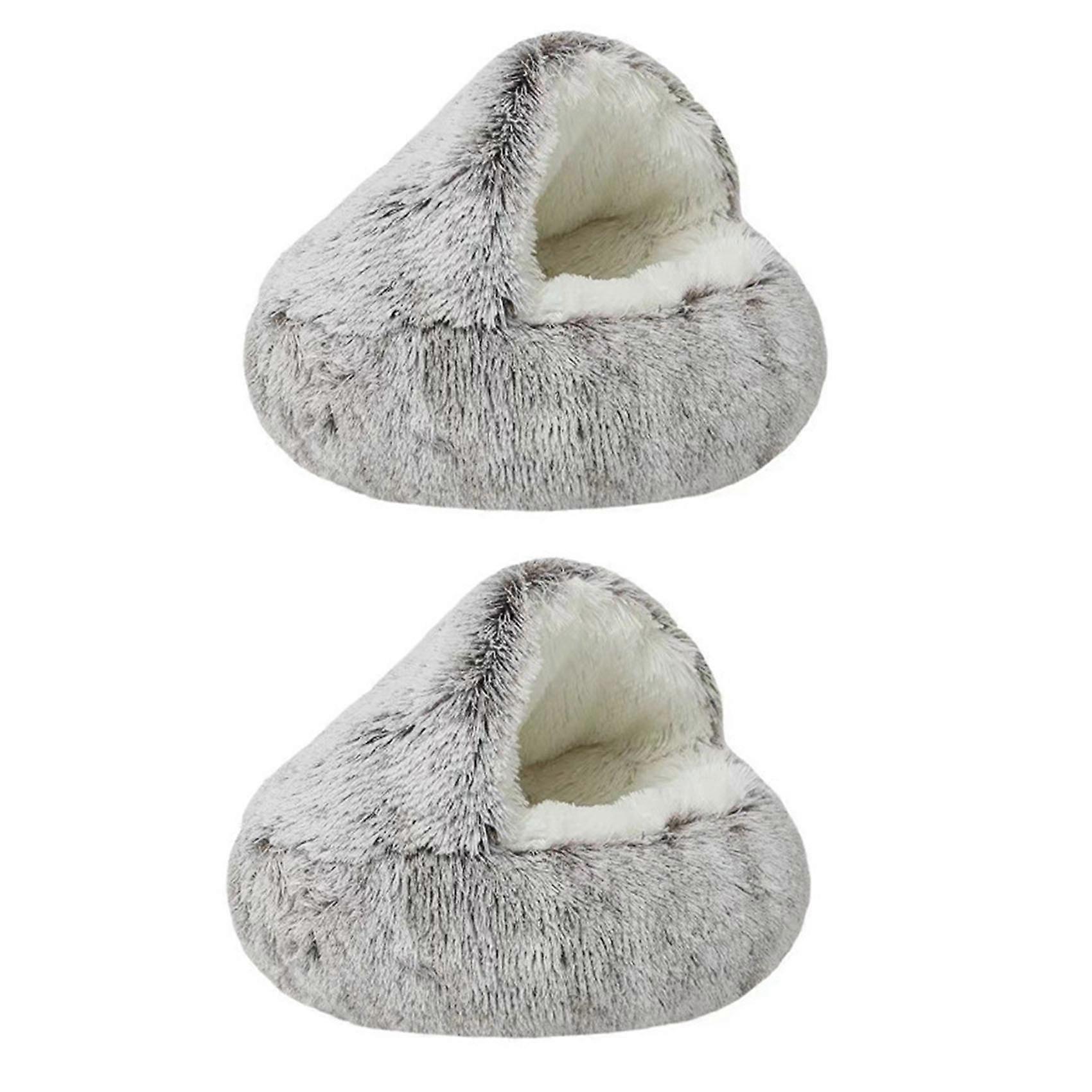 Soft Plush Round Cat Bed Pet Mattress Warm Comfortable Basket Cat Dog 2 in 1 Sleeping Bag Nest for S