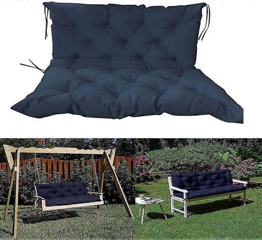 Hollywood Swing Cushion with Backrest, Thick Padding for 2-3 Seater Garden Bench, Hammock, Navy 100x50x50cm