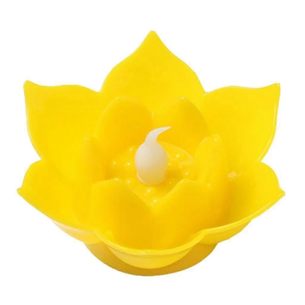 LED Lotus Lamp Floating Water Wishing Artificial Candle Lights Yellow
