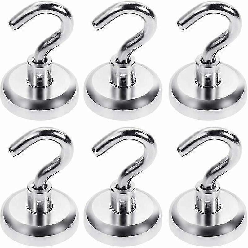 Extra-strong Neodymium Magnetic Hooks, 34kg Force, Set of 6