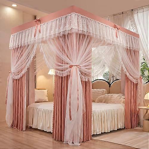 Princess mosquito net, doublelayered, with ruffles, solid color, 4 designs (Pin Jade)