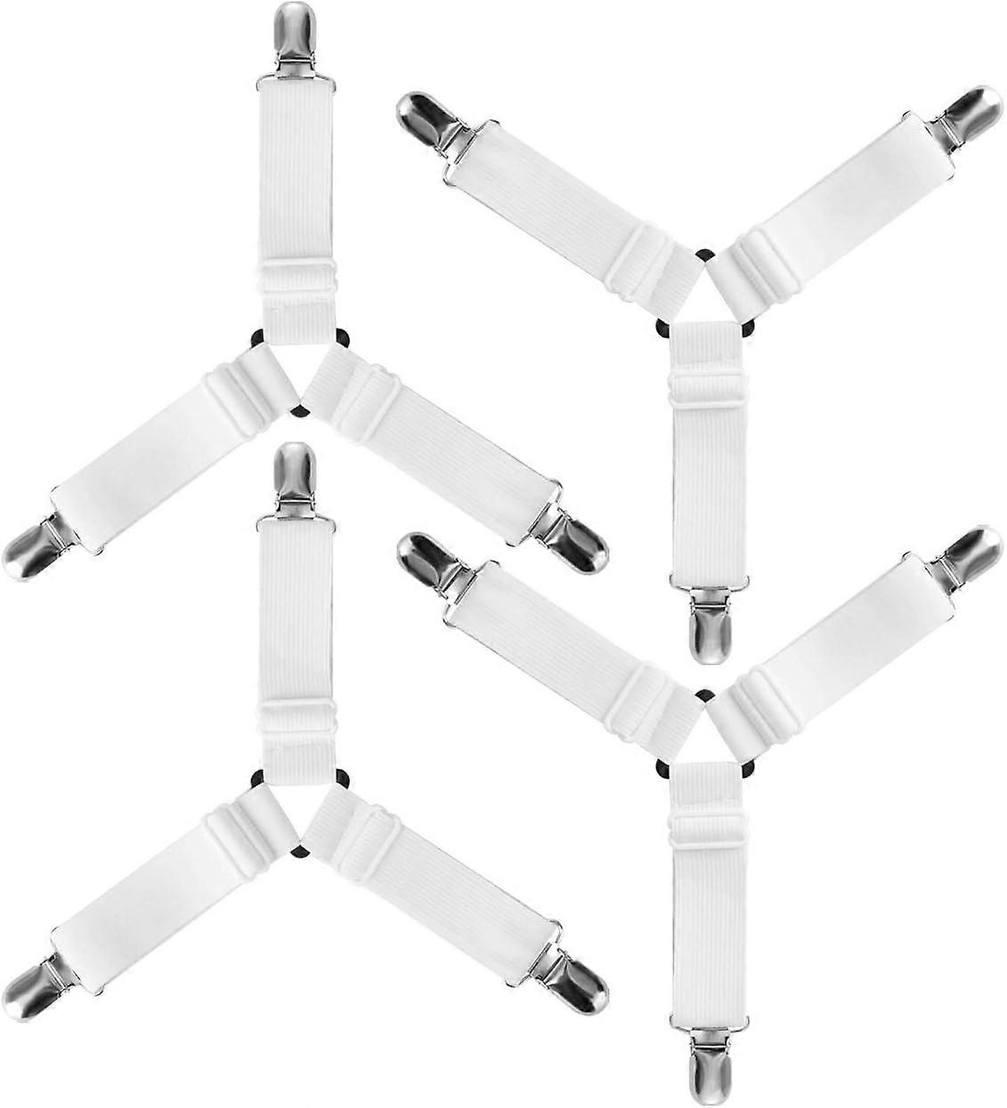 4pcs Triangle Tensioner Adjustable Sheet, Bedding Strap, Sheet, Ironing Cover, Mattress, Sofa (White)