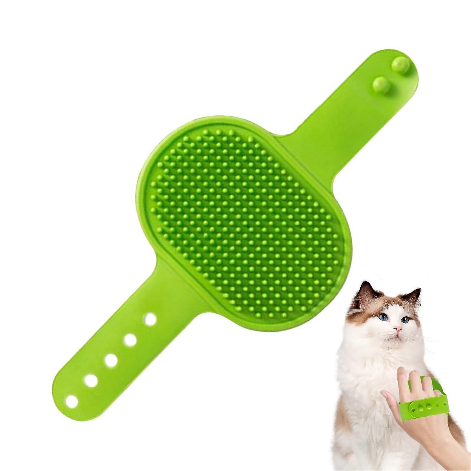 Cat Grooming Brush with Adjustable Strap and Silicone Pad - Versatile Tool for Dry and Wet Pet Care at Home, Travel, and Shelters