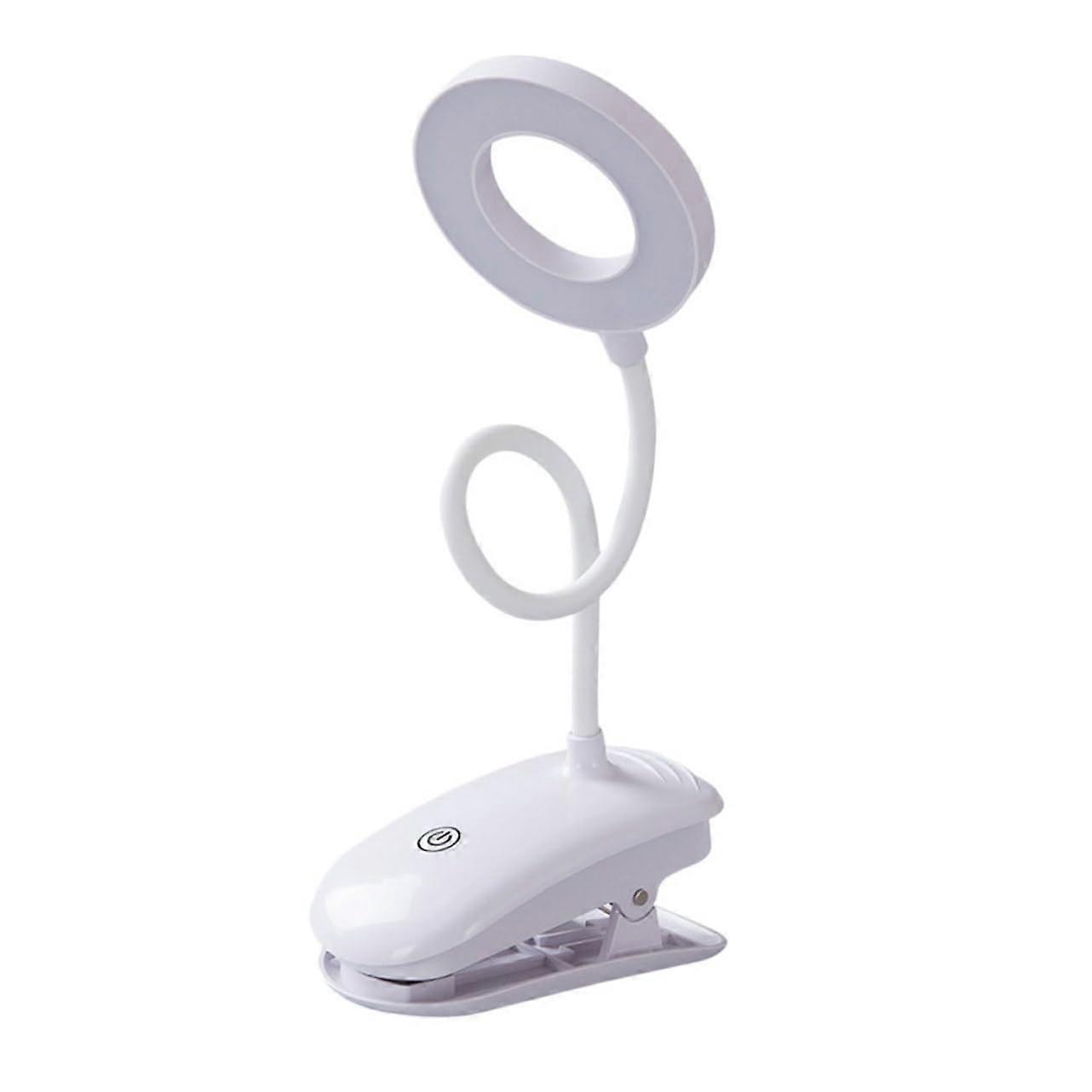 Clip Desk Lamp with Foldable Lampshade, LED Reading Light, Plastic White, Bedside Clip Lamp for Books and Study