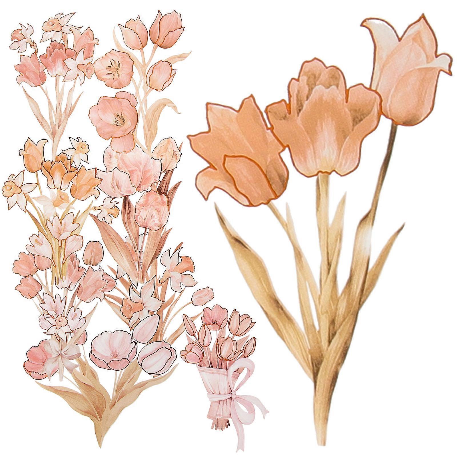 Floral Sticker Set for Scrapbooking, DIY Journals, Crafts, and Decorative Art Projects – Mixed Style Decorative Decals for Scrapbook Albums and Photo