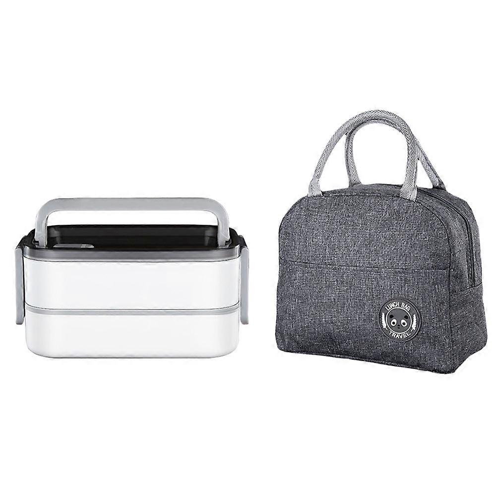 Leak-Proof Double-Layer Insulation Food Holder Silver 1Pc