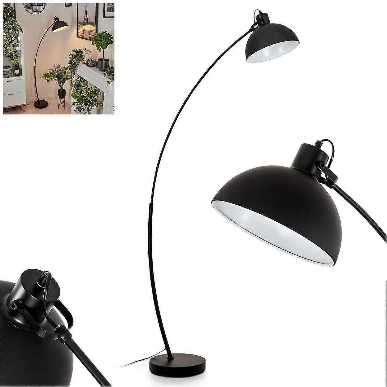 Recife Modern Metal Floor Lamp in Black/White, Adjustable Shade, Max 160 cm, E27