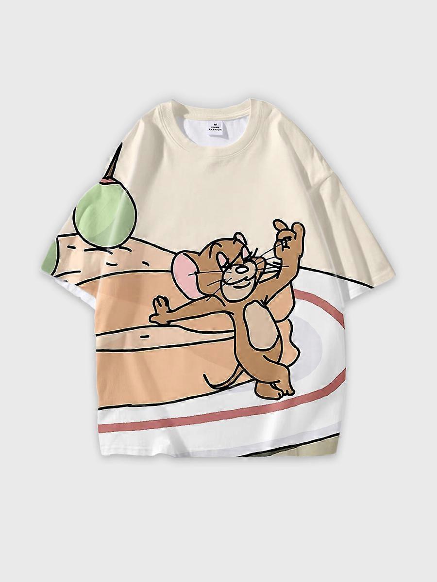 T-shirt round neck Cartoon Pattern loose short sleeve JW1593