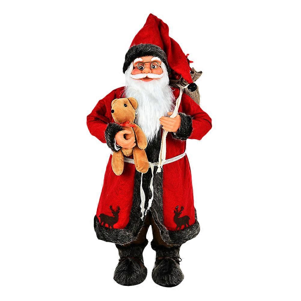 Holiday Garden Decor Santa Claus Ornament Showcase Decoration Red Fabric 30x10cm Classic Santa Claus Shape 1Pc