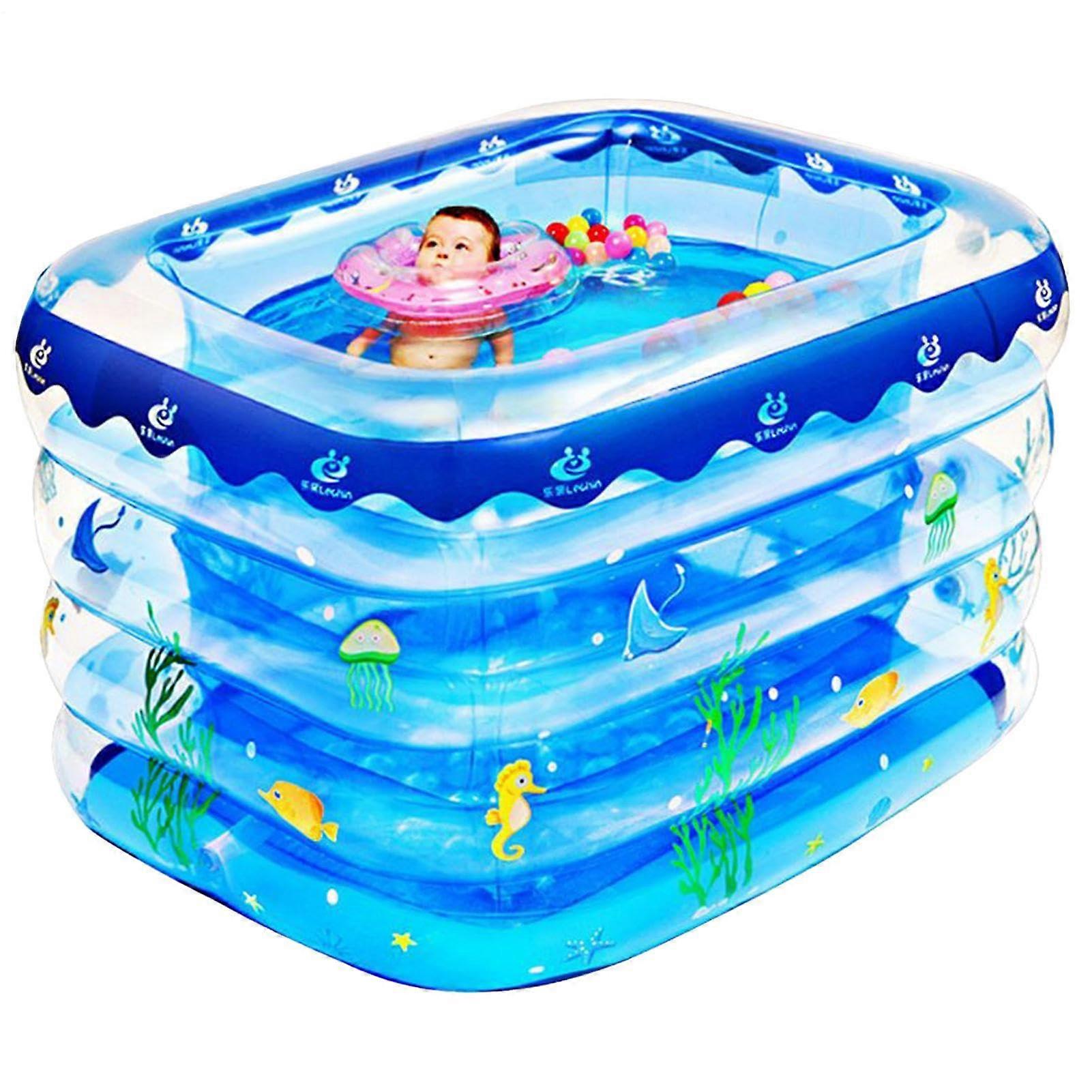 Inflatable Pool for Kids, PVC Water Play Pool With Deck Drainage Cap, Blue
