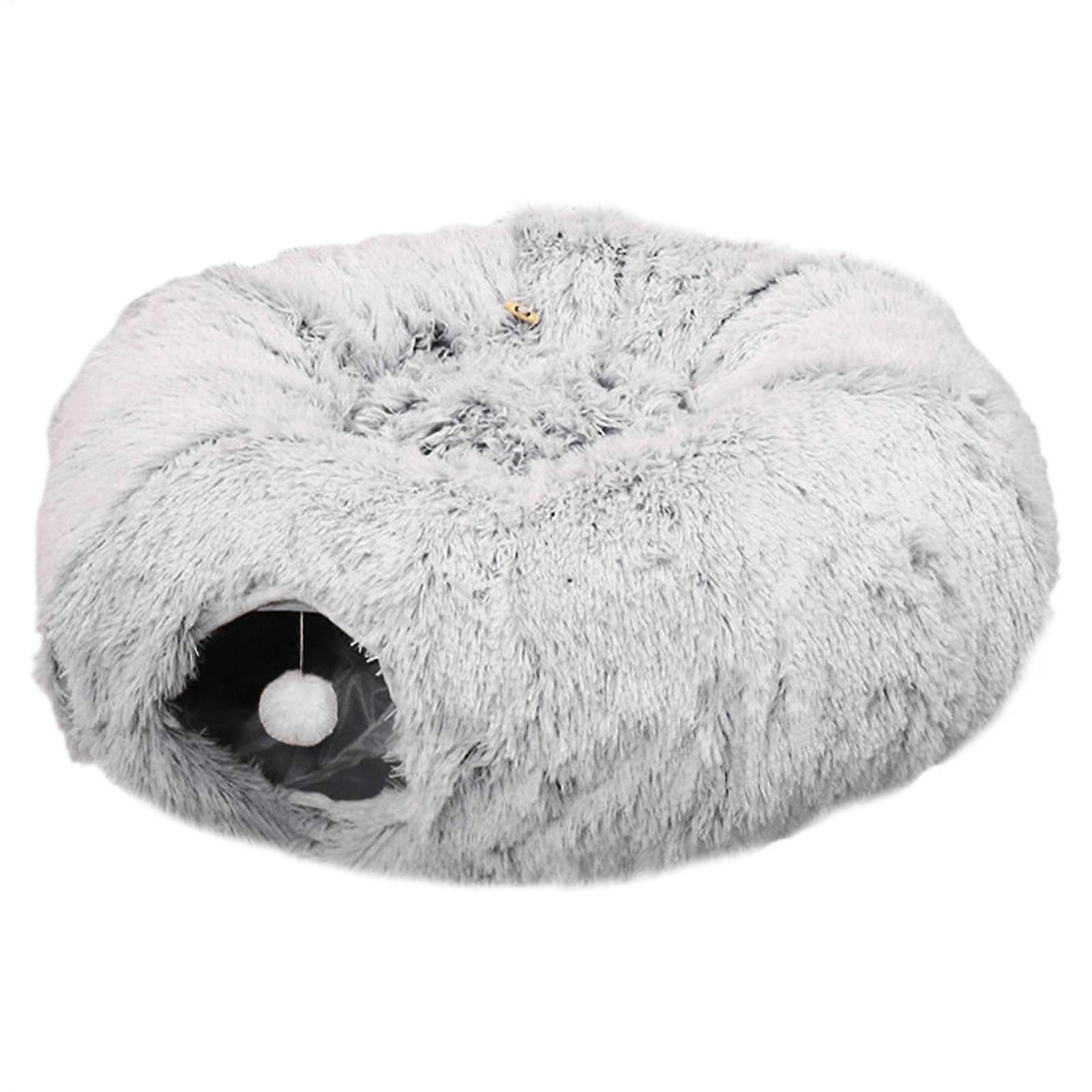 Plush Cat Tunnel, Cat Cave Bed, Kitten Donut Play Tunnel Bed, Easy to Care and Clean, Soft and Cosy, 80 x 25 cm, 1 Piece, for Cats and Kittens