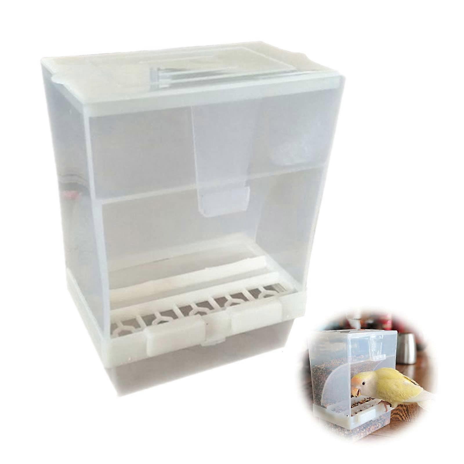 Bird Feeder Food Container Automatic Feeder for Bird Cage Transparent Feeder for Budgies Canaries Cockatiels