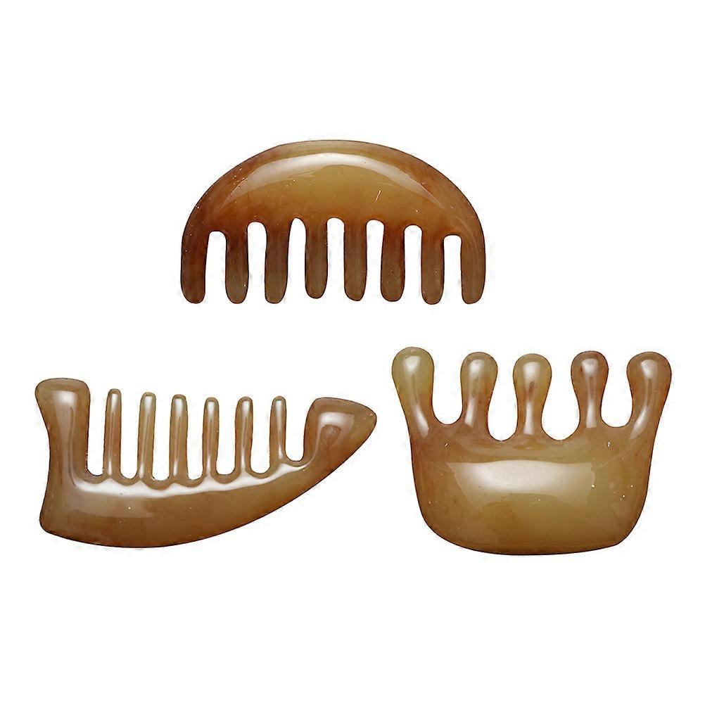Horn Comb Massage Tool For Home Use Triangle Shape Assorted Color Promote Circulation 3Pcs