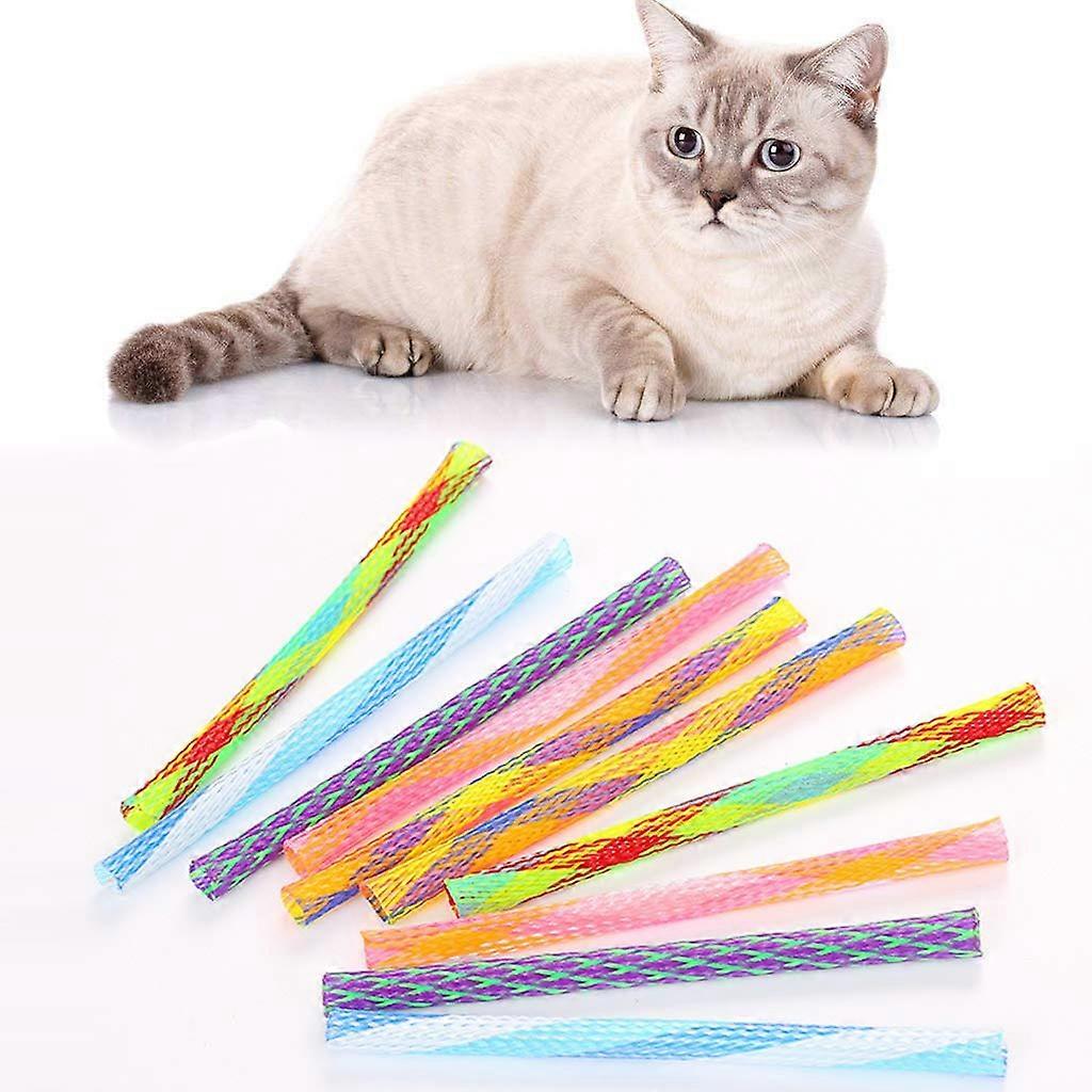 10pcs Colorful Plastic Spring Cat Toy Interactive Pet Play Accessories for Indoor Cats