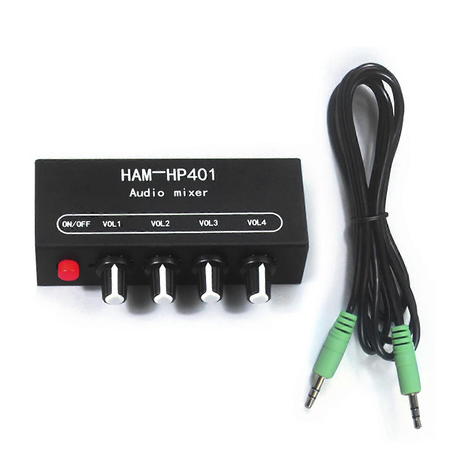 HP204 Stereo Headphones Amplifier 4 Input 1 Output Auditory Mixed Distributor Selector for Earphones External Amplifiers Multicolor