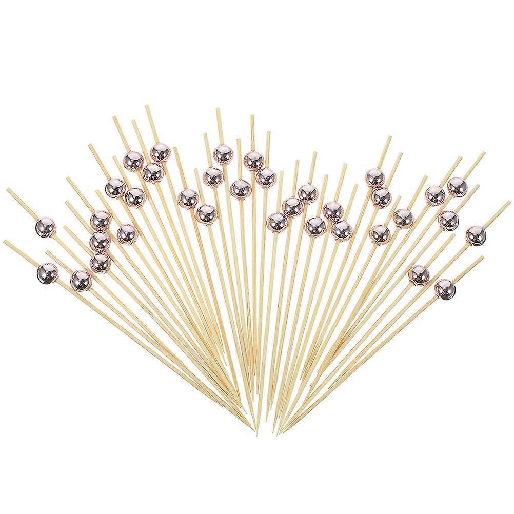 200 Pieces Rosy Synthetic Cocktail Picks with Artificial Pearls for Food Decoration and Appetizers