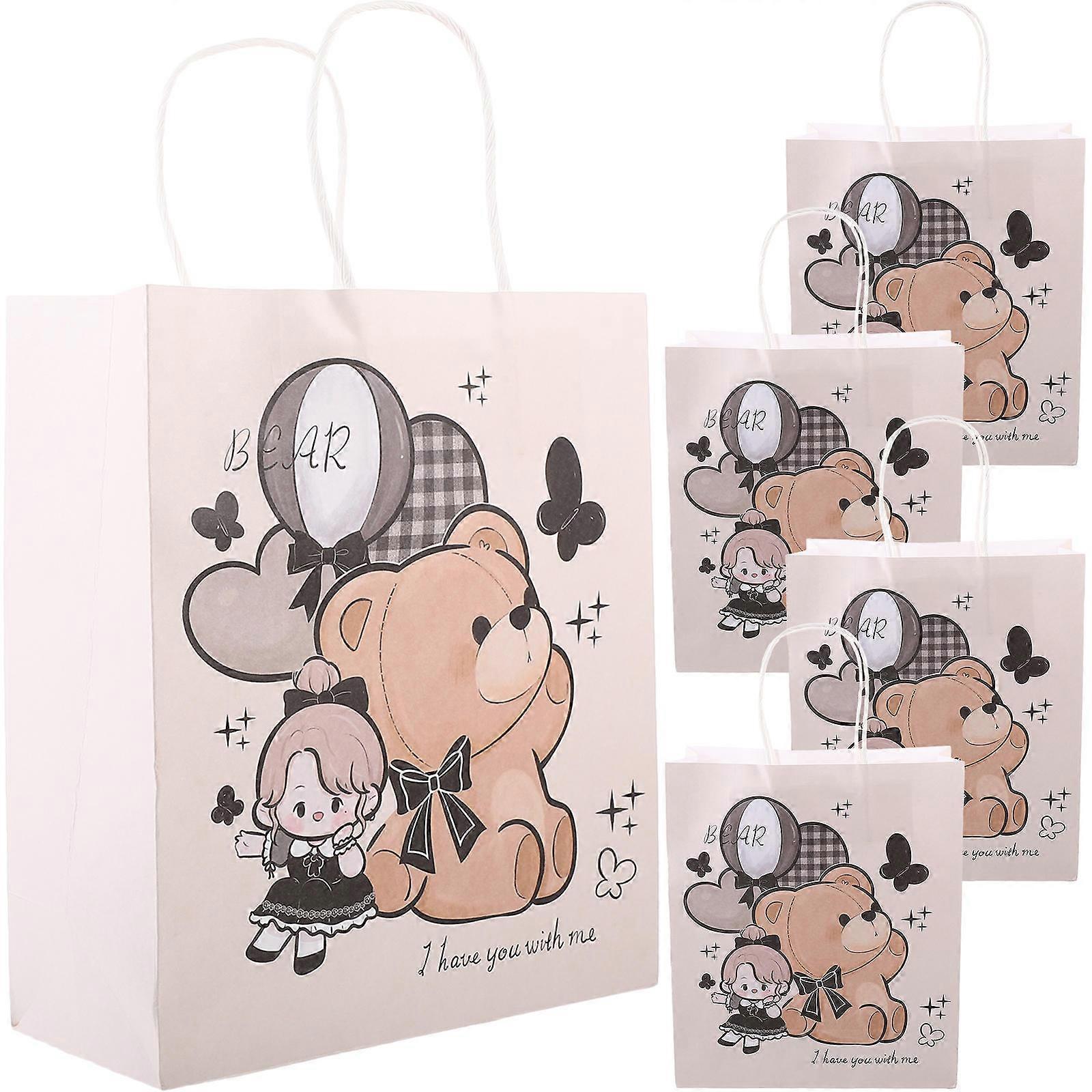 Small Goody Bags Packing Pouch Theme Party Multi Color Decorative Handle Design 5Pcs