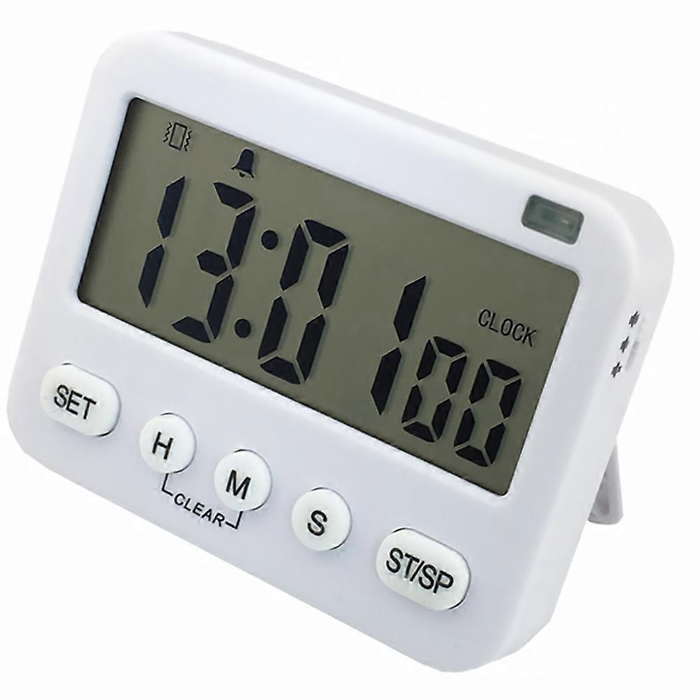 White Alarm Clock with Large Clear Display for Kitchen Use Made of ABS Material