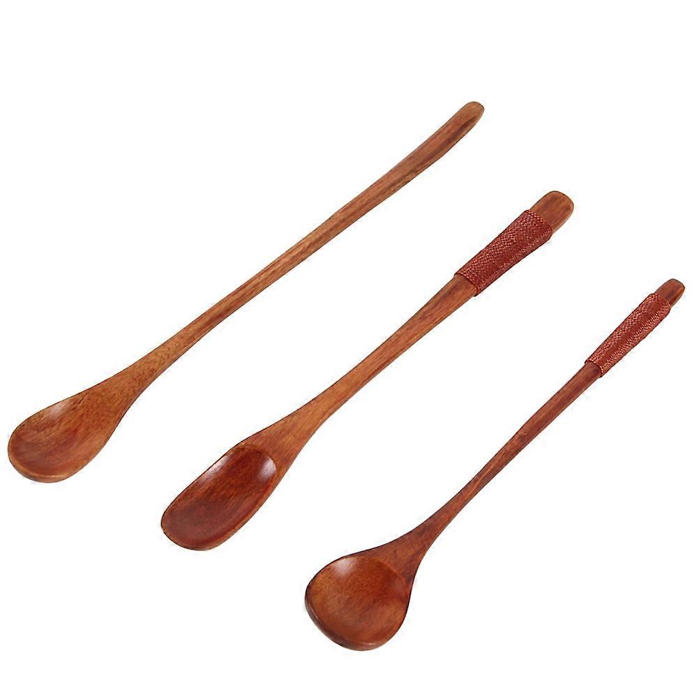 Wooden Spoon Set of 3 Portable Kitchen Utensils for Serving Food at Home Lightweight Sturdy Light Brown