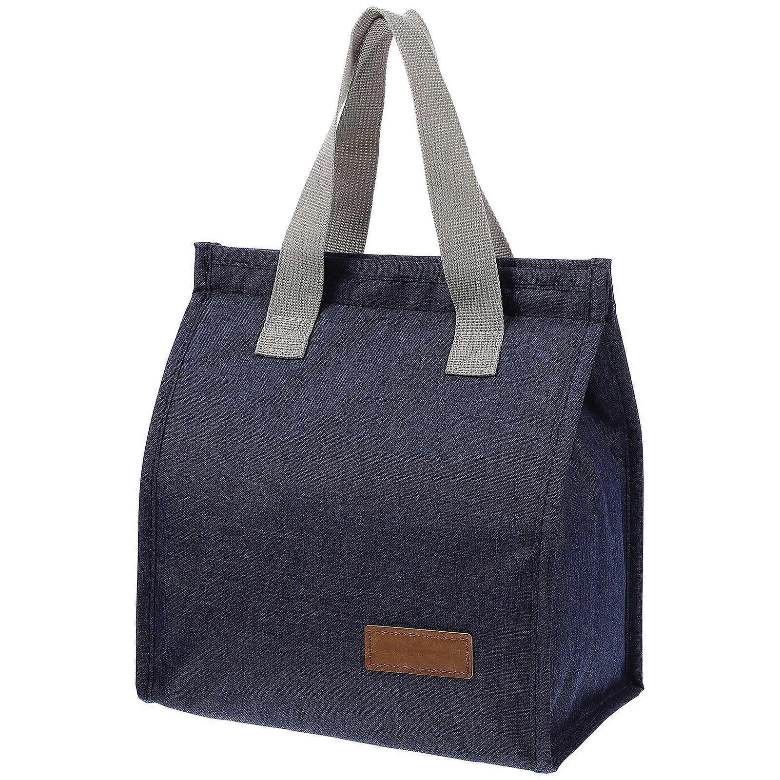 Food Carrying Pouch Insulation Rectangular Pearl Wool Navy 25.5X22.5X13CM 1Pack