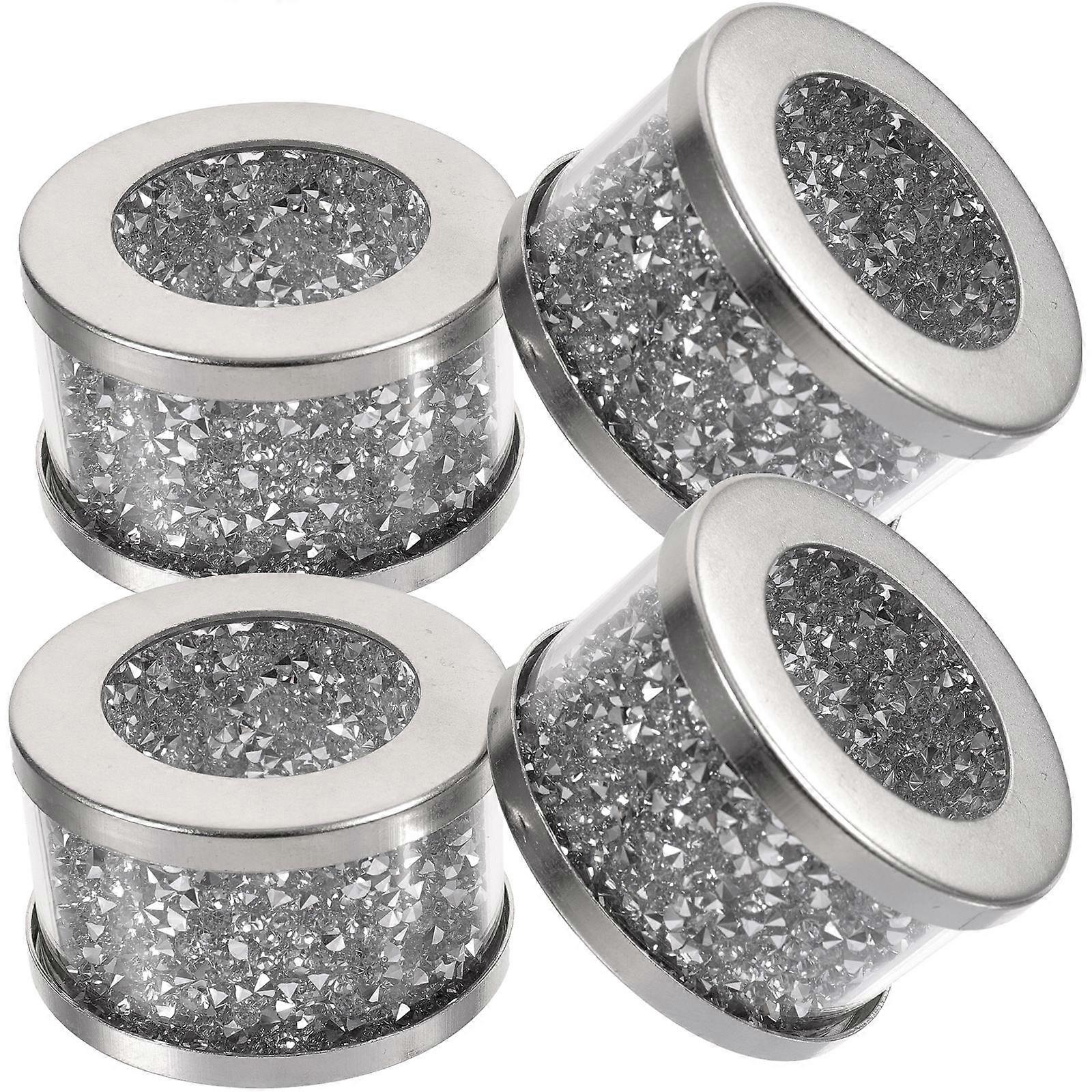 Shiny Crystal Napkin Rings with Excellent Craftsmanship for Decor in Silver Pieces