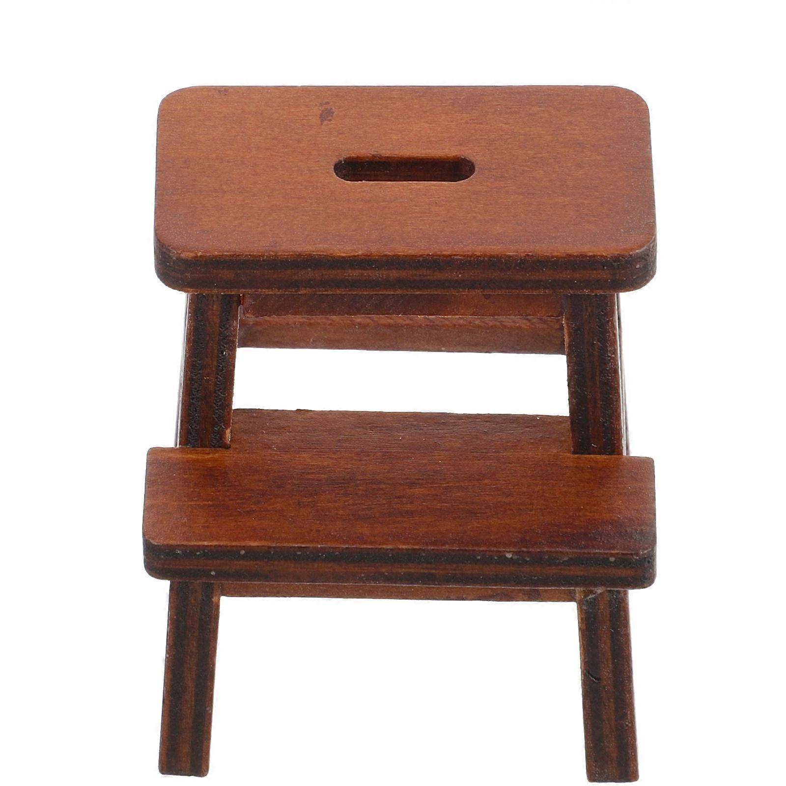 FRCOLOR Mini House Accessory Colorable Mini Stool Model Miniature Double Layer Stool Doll Furniture Decor