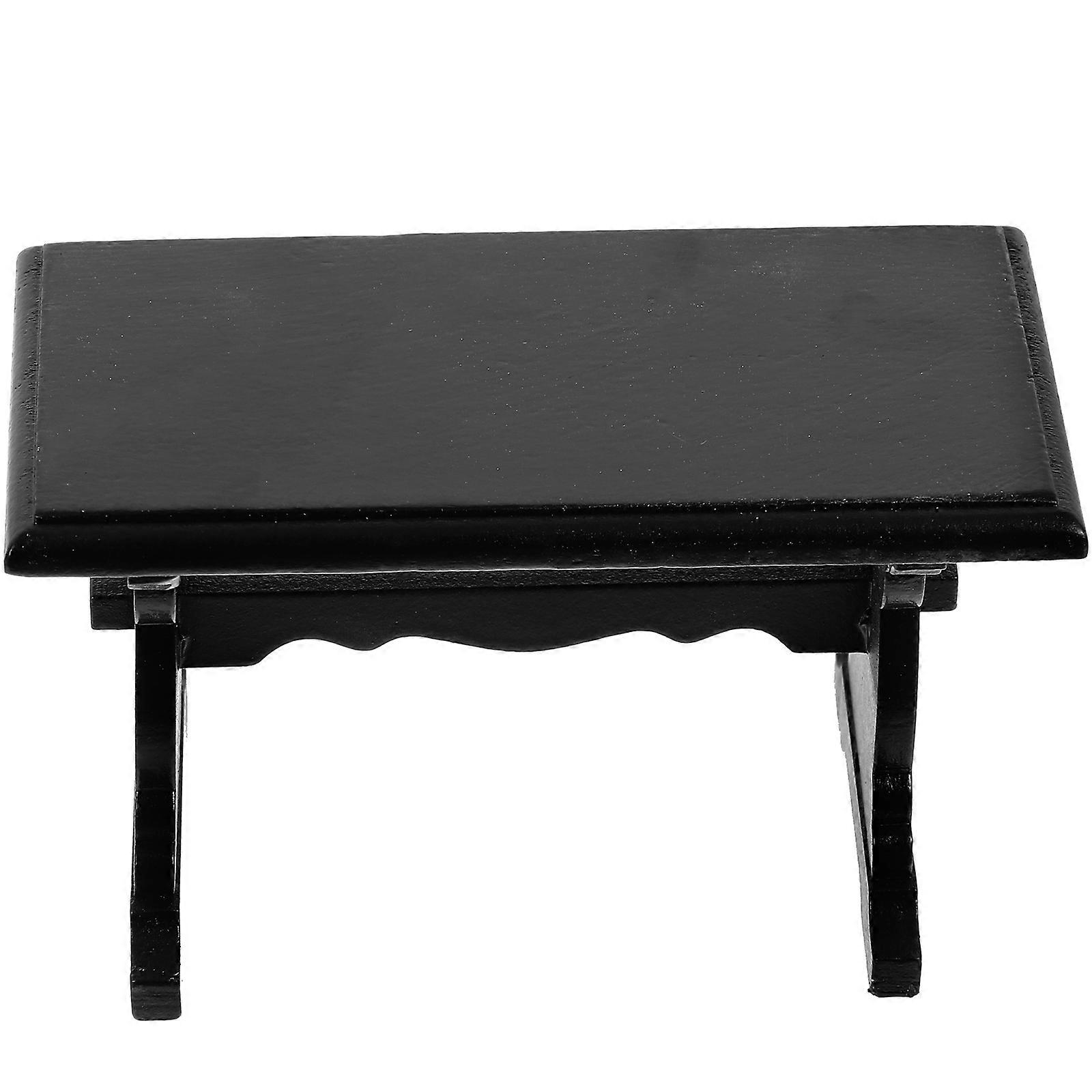 Black Miniature Desk Made of Wood for Dollhouse Accessories Excellent Craft and Durable 1/12 Scale