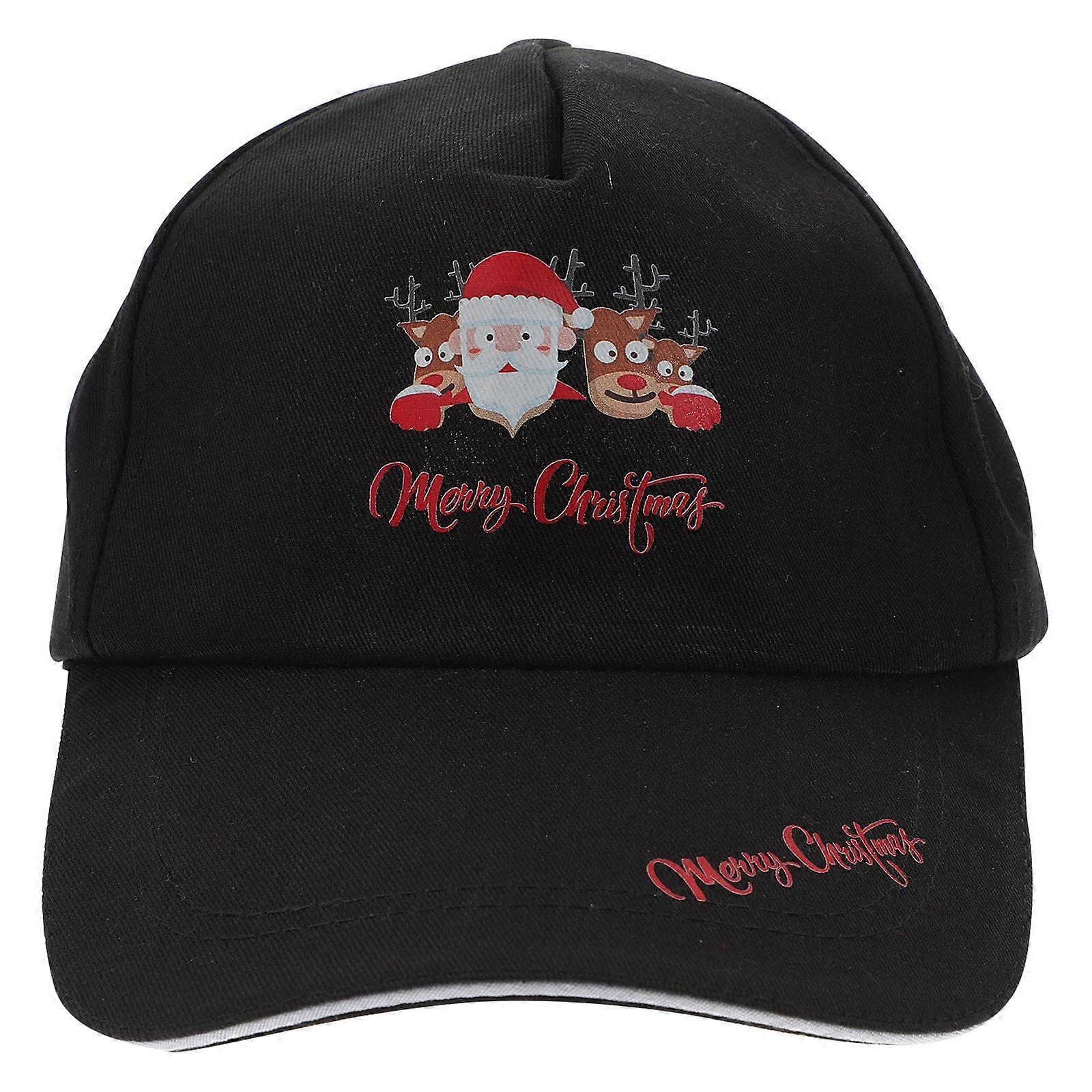 Baseball Cap with Santa Claus Pattern for Outdoor Use Comfortable Cotton Hat Black One Size Fits All