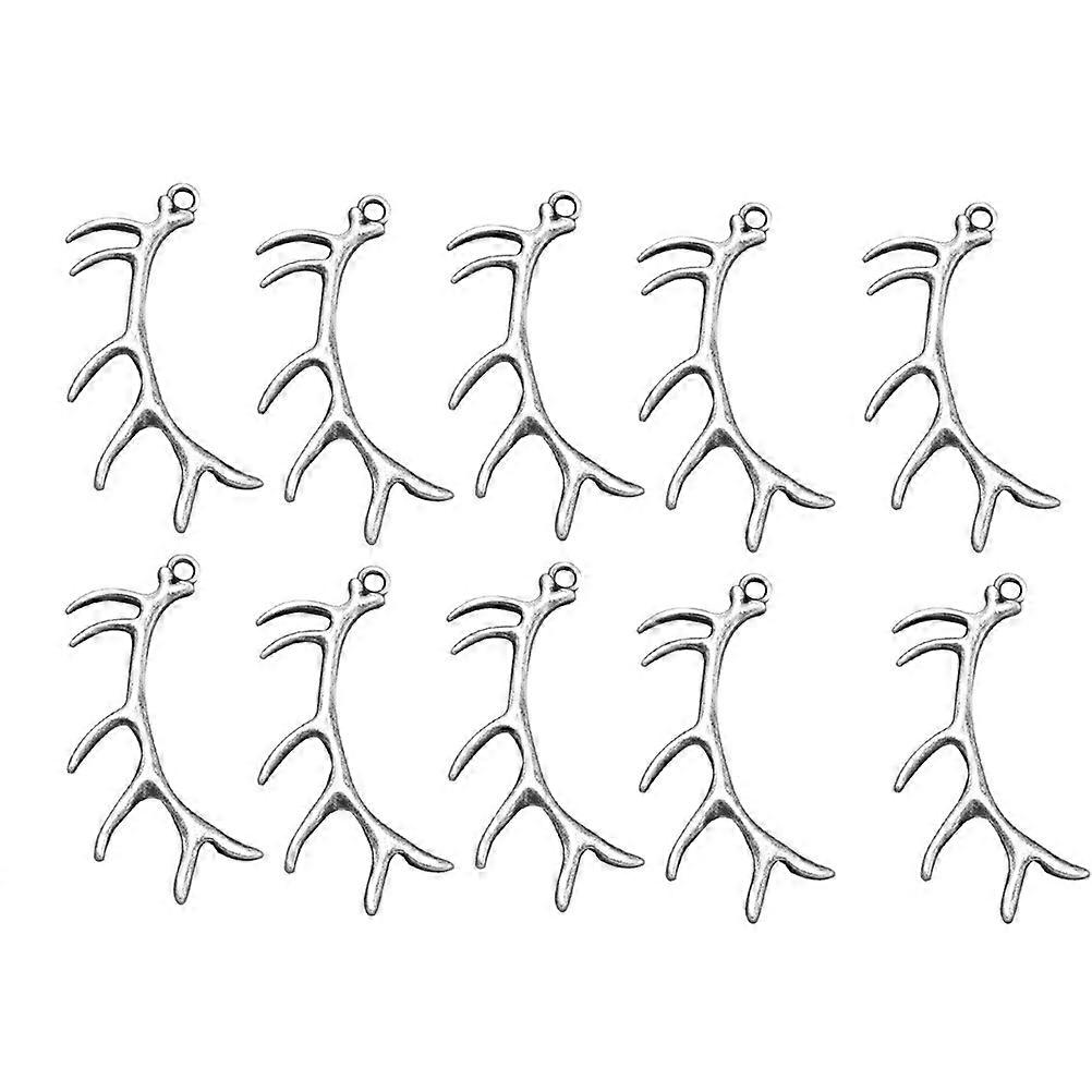 Alloy Deer Horn Shape Charms for Diy Jewelry Making Accessories Bright Silver 10Pcs