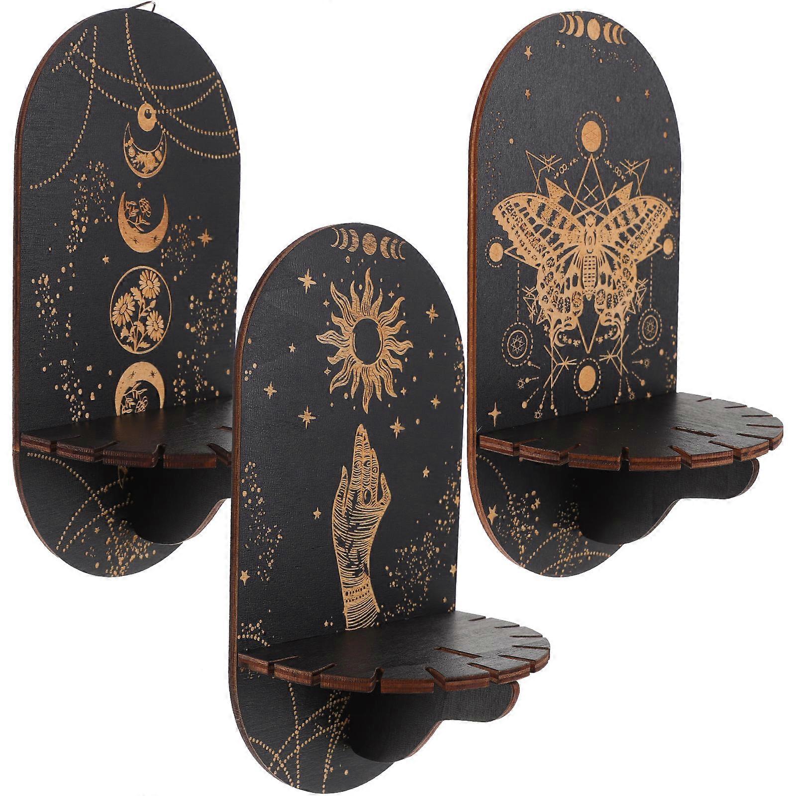 ディスプレイライザー3Pcsボヘミアンクリスタル棚はオフィスクリスタル装飾に最適安全な素材です